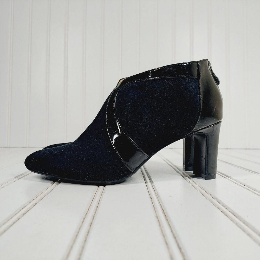 Life Stride Women's Glamour Black Back Zip Block Heeled Ankle Boots I886